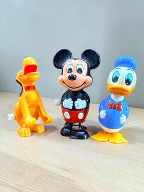 1970s TOMY Walt Disney Productions Mickey Mouse, Donald Duck & Pluto Wind-Up Toy